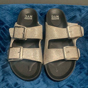 Women's Madden NYC Slides Sandals Size 11 Silver